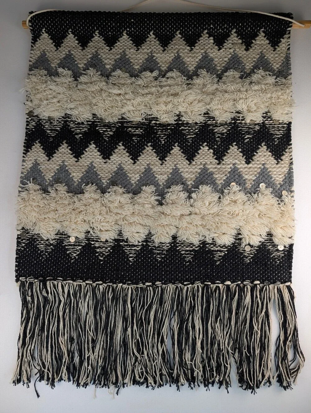 Vintage Boho Chevron Handmade Woven Wall Hanging Tapestry with Fr33